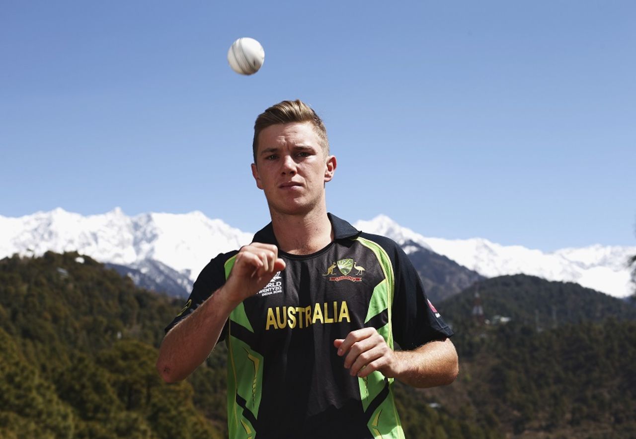 Adam Zampa poses during the Australian team's portrait session, World T20, Dharamsala, March 16, 2016 