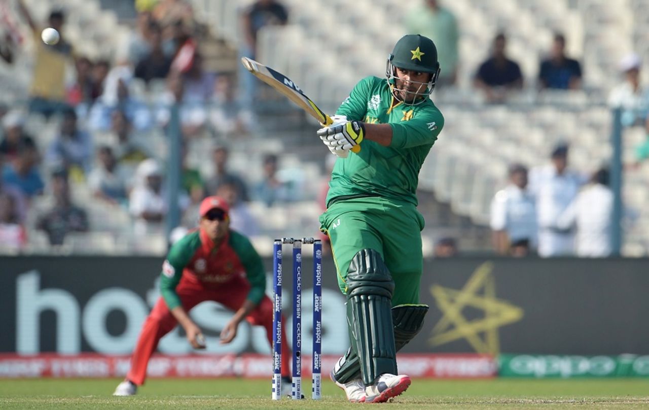 Sharjeel Khan targets the leg side, Bangladesh v Pakistan, World T20 2016, Group 2, Kolkata, March 16, 2016