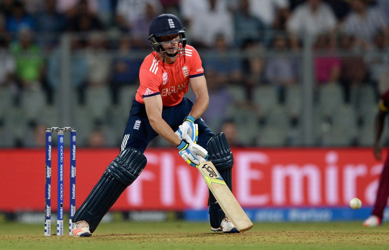 Jos Buttler shapes up to play a scoop shot, England v West Indies, World T20 2016, Group 1, Mumbai, March 16, 2016