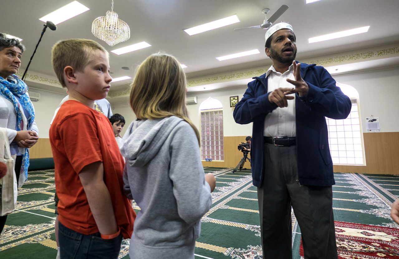 People attend the mosque on an open day at the Werribee Islamic Centre in Hoppers Crossing, Melbourne, October 25, 2014