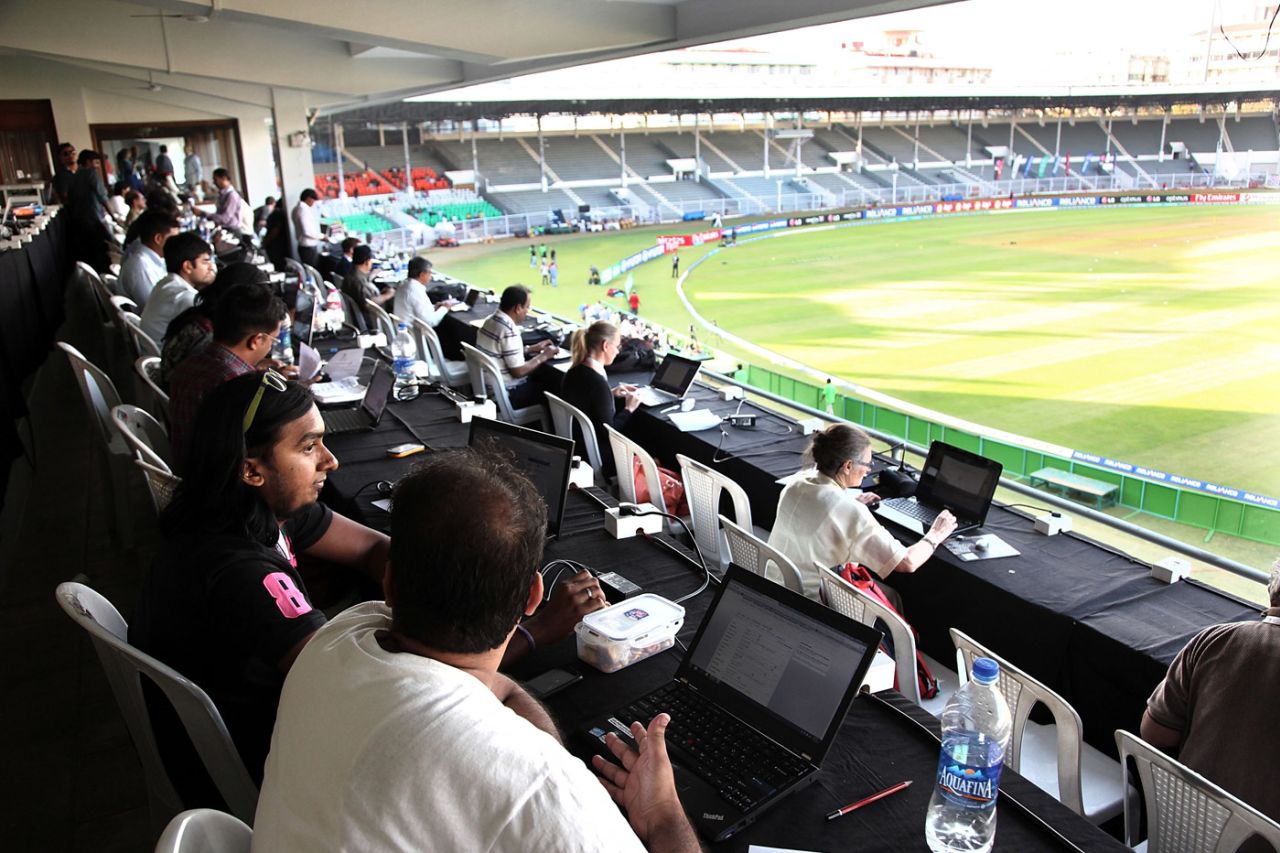 Journalists cover the Women's World Cup final in Mumbai, Australia v West Indies, Women's World Cup final, Mumbai, February 17, 2013