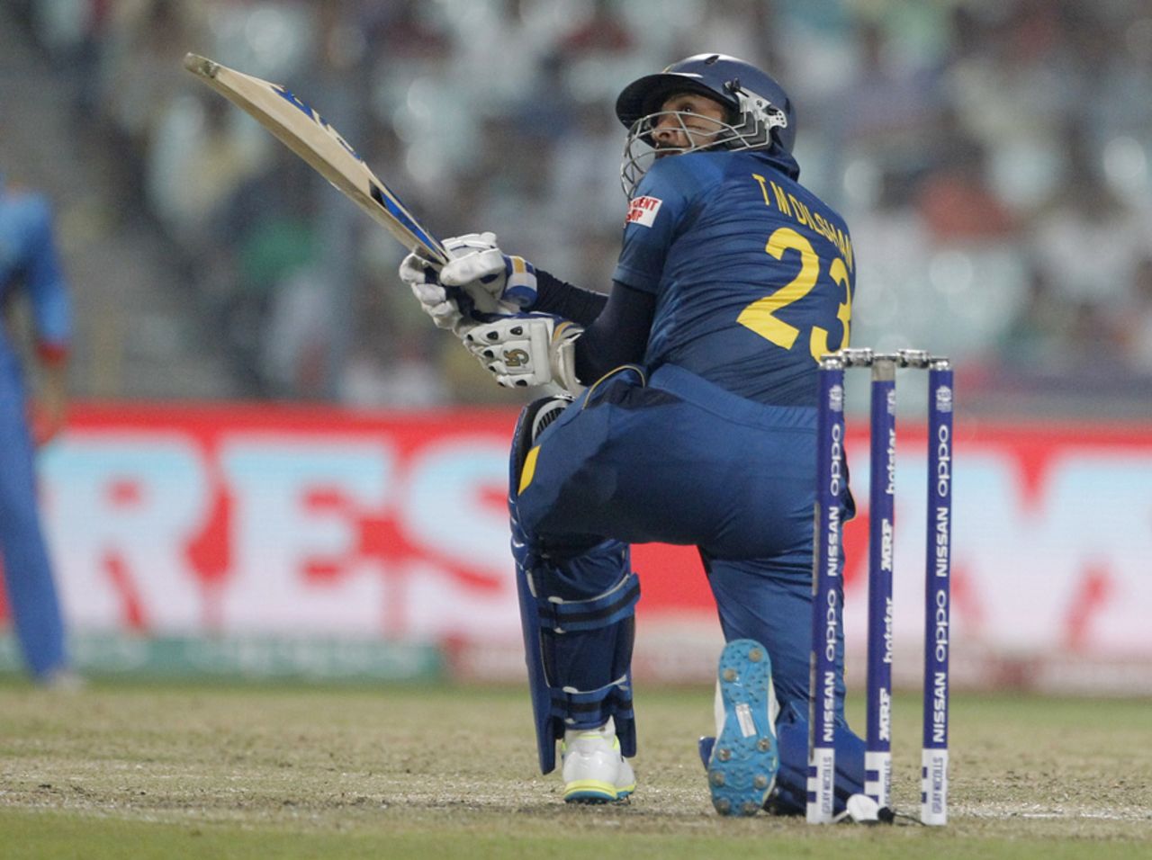 Tillakaratne Dilshan plays his trademark scoop shot, Afghanistan v Sri Lanka, World T20 2016, Group 1, Kolkata