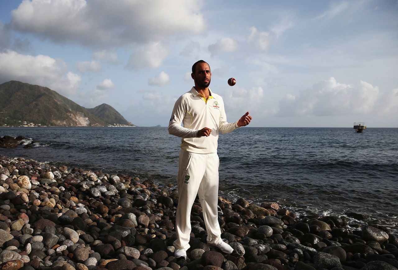 Fawad Ahmed at a portrait session on the seashore, Roseau, Dominica, May 30, 2015