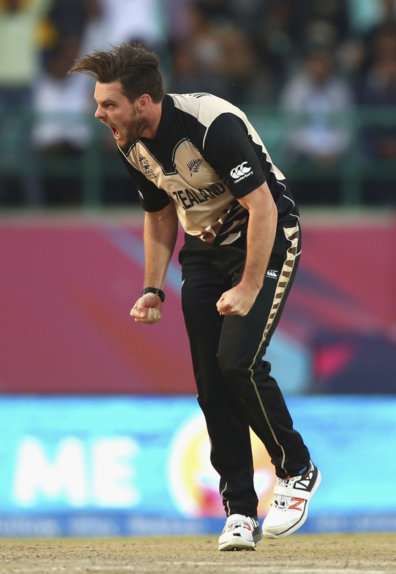 Mitchell McClenaghan is ecstatic after taking a wicket, Australia v New Zealand, World T20 2016, Group 2, Dharamsala, March 18, 2016