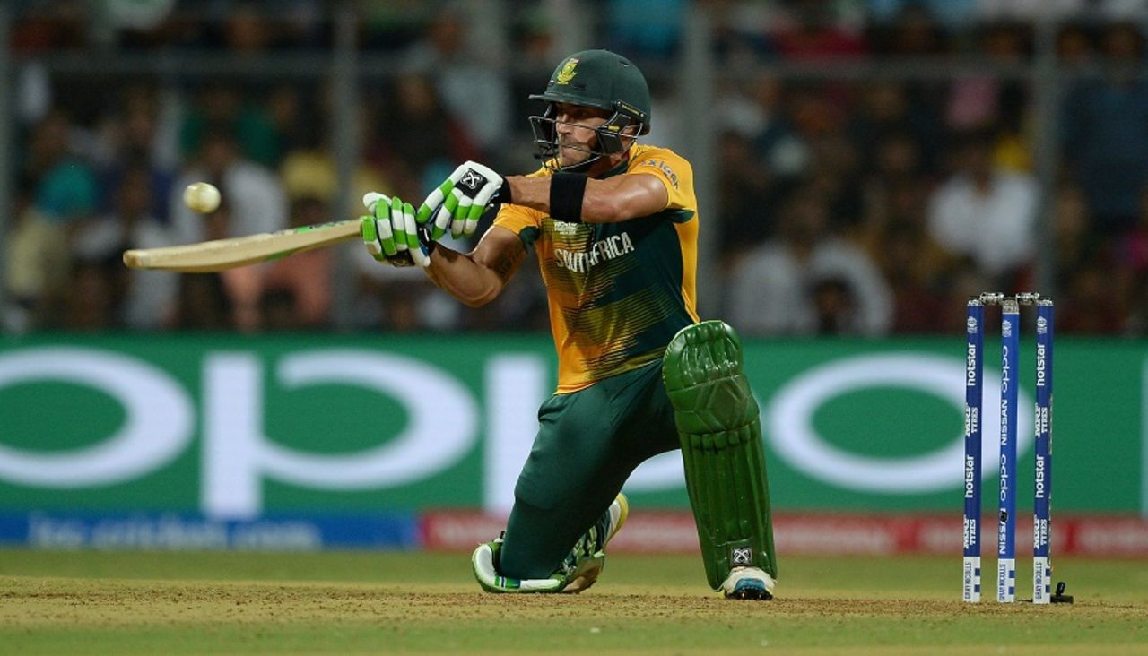 Faf du Plessis shapes up to play a paddle shot, England v South Africa, World T20 2016, Group 1, Mumbai, March 18, 2016