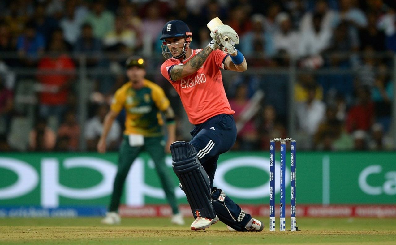 Alex Hales made 17 off 7 in England's brisk start, England v South Africa, World T20 2016, Group 1, Mumbai, March 18, 2016