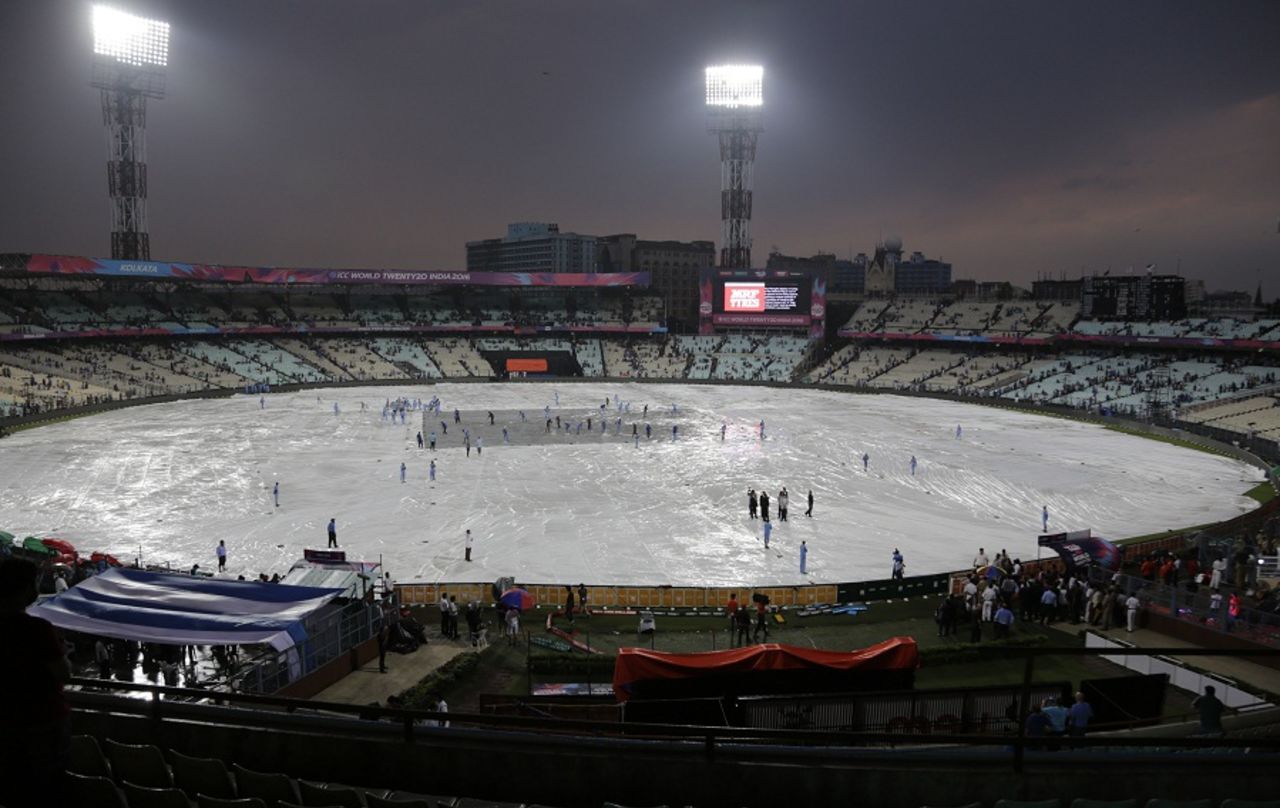 Heavy rains preceded the start of play at the Eden Gardens, India v Pakistan, World T20 2016, Group 2, Kolkata, March 19, 2016