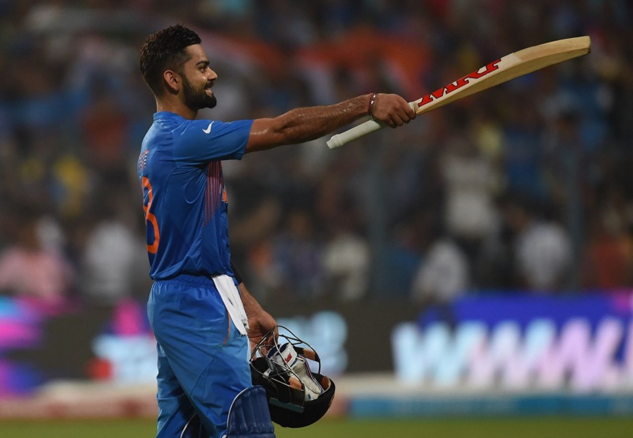 Virat Kohli celebrates after taking India home, India v Pakistan, World T20 2016, Group 2, Kolkata, March 19, 2016