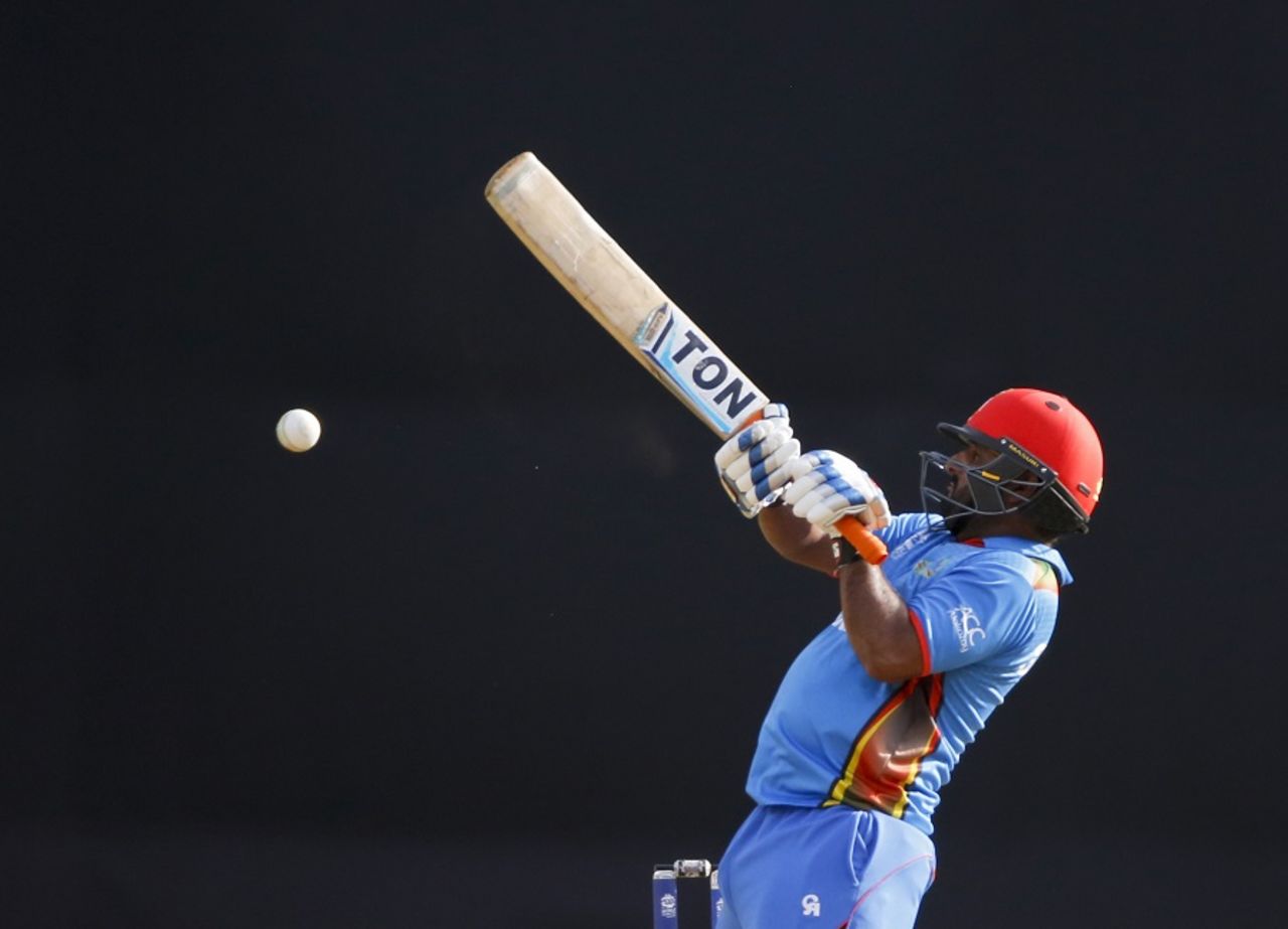 Mohammad Shahzad plays the upper cut, Afghanistan v South Africa, World T20 2016, Group 1, Mumbai, March 20,2016