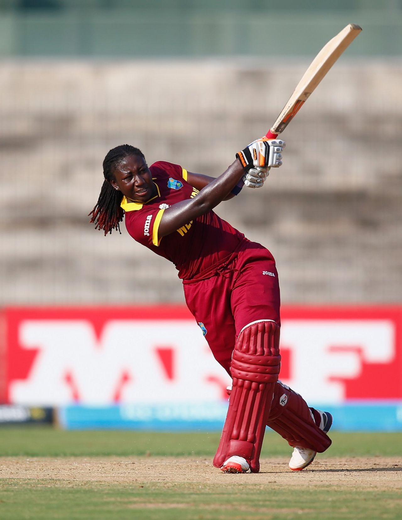 Stafanie Taylor swings to the leg side, Bangladesh v West Indies, Women's World T20, Group B, Chennai, March 20, 2016