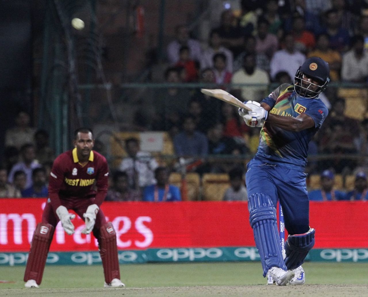 Thisara Perera pulls the ball, Sri Lanka v West Indies, World T20 2016, Group 1, Bangalore, March 20, 2016