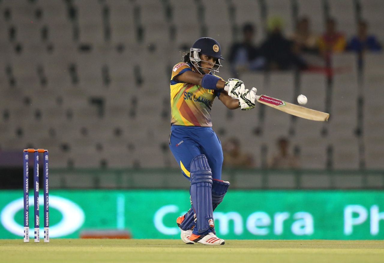 Chamari Atapattu plays a cross-batted shot, Ireland v Sri Lanka, Women's World T20, Group A, Mohali, March 20, 2016