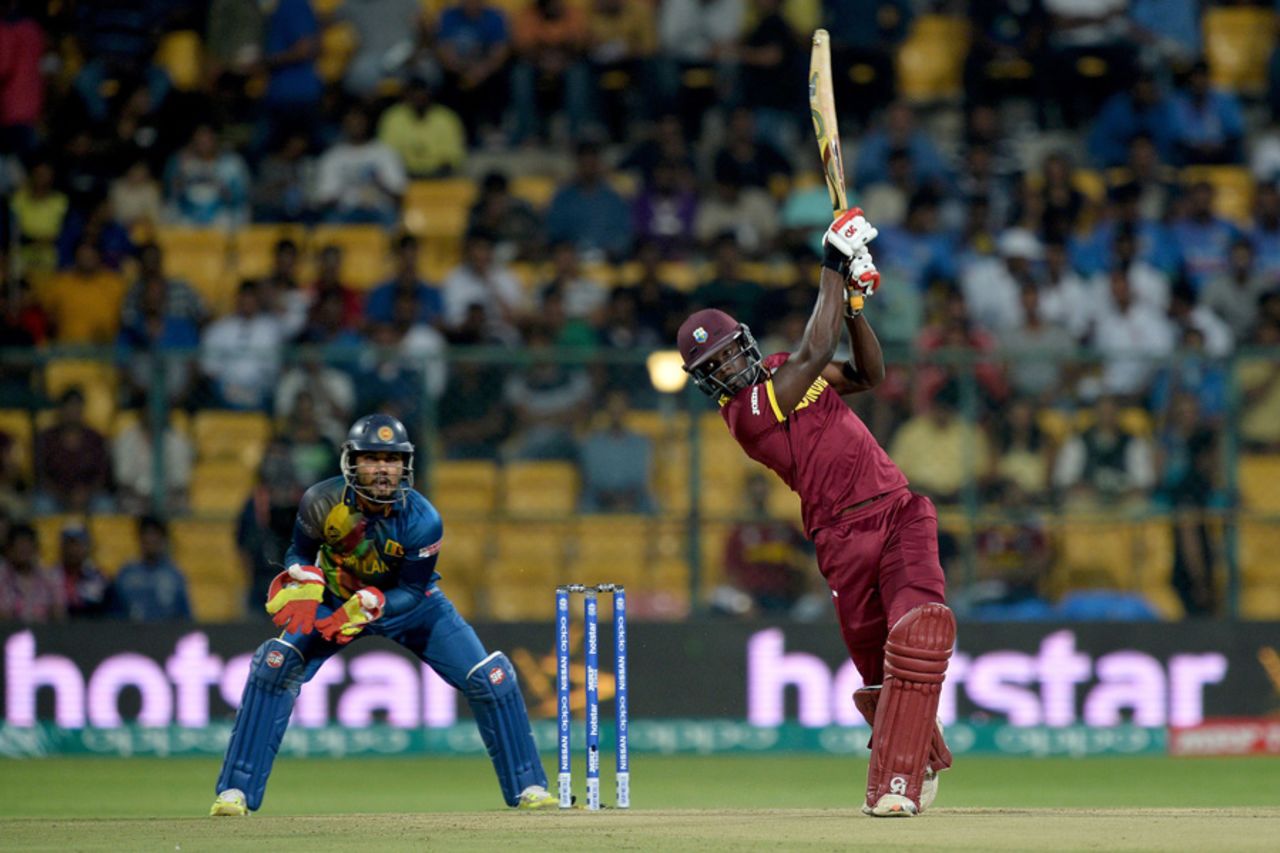 Andre Fletcher plays a big shot through the off side, Sri Lanka v West Indies, World T20 2016, Group 1, Bangalore, March 20, 2016