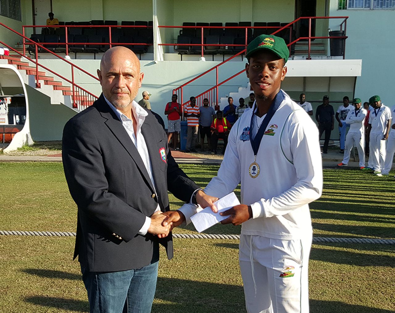 Shimron Hetmyer was named Man of the Match for his 107 in the first innings, Guyana v Jamaica, Regional 4-day Tournament, 3rd day, Providence, March 20, 2016