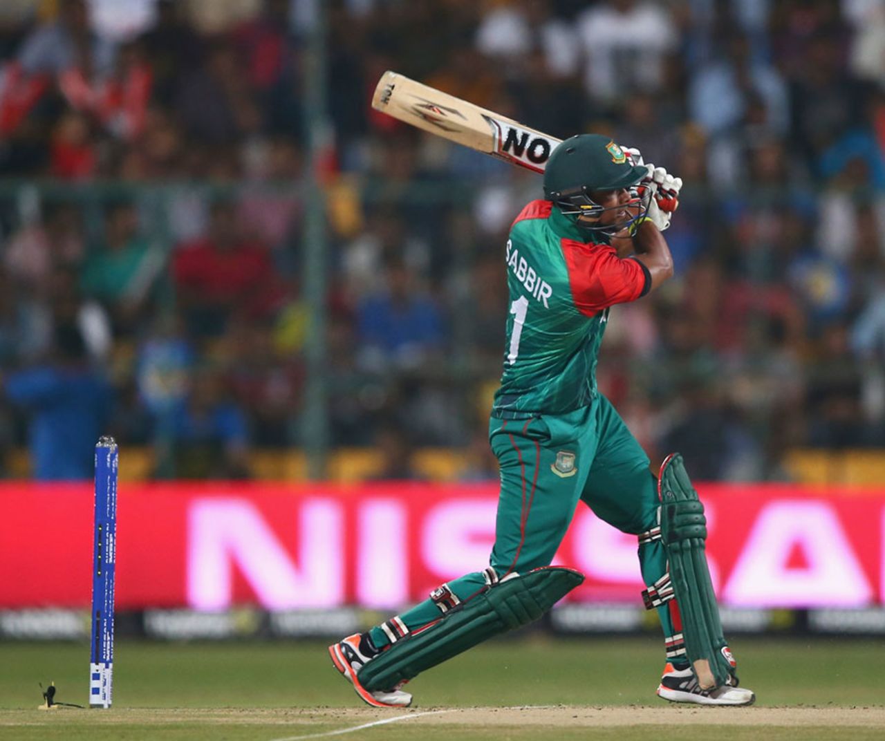 Sabbir Rahman looks to go down the ground, Australia v Bangladesh, World T20, Group 2, Bangalore, March 21, 2016