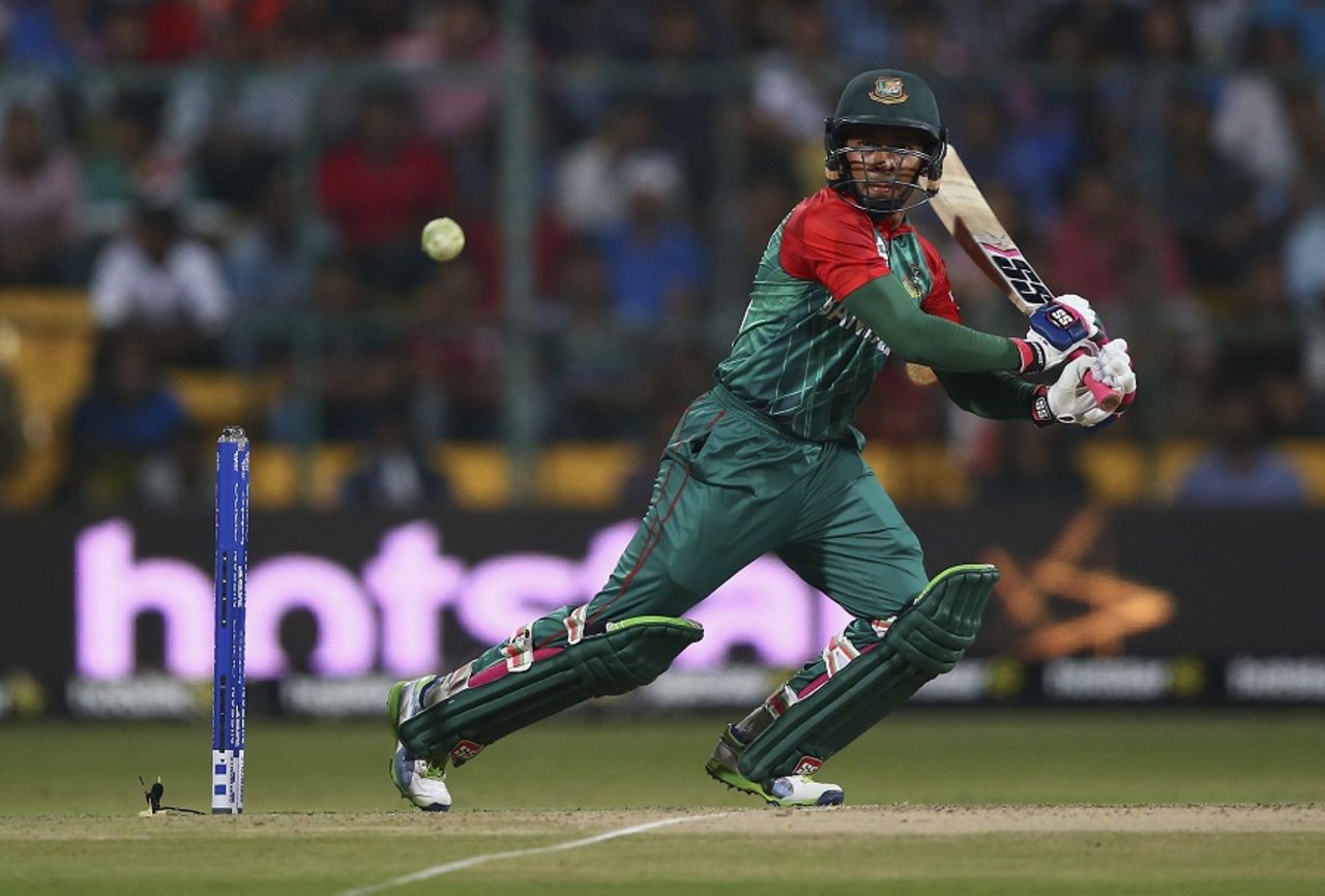 Mushfiqur Rahim plays a cut, Australia v Bangladesh, World T20, Group 2, Bangalore, March 21, 2016