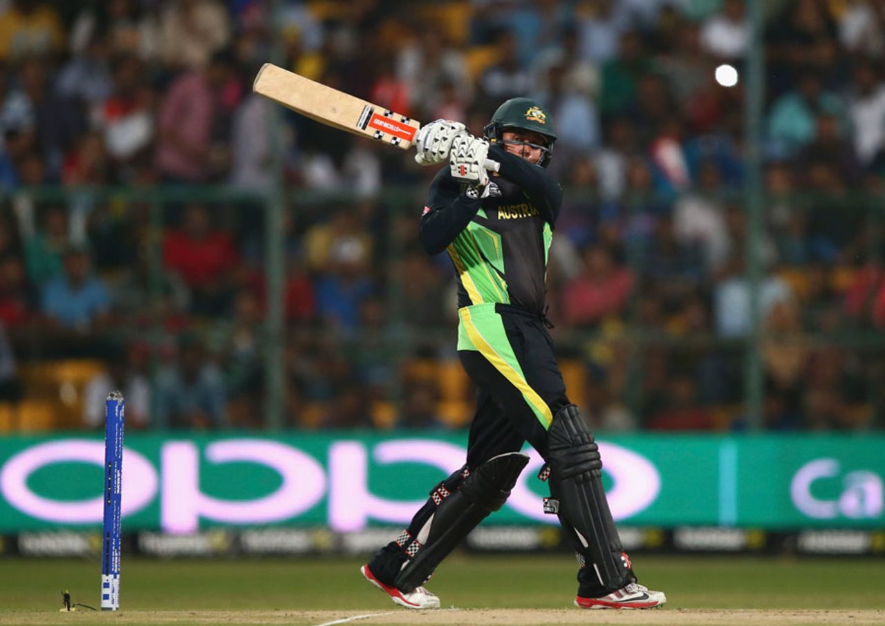 Usman Khawaja is quick on a pull, Australia v Bangladesh, World T20, Group 2, Bangalore, March 21, 2016