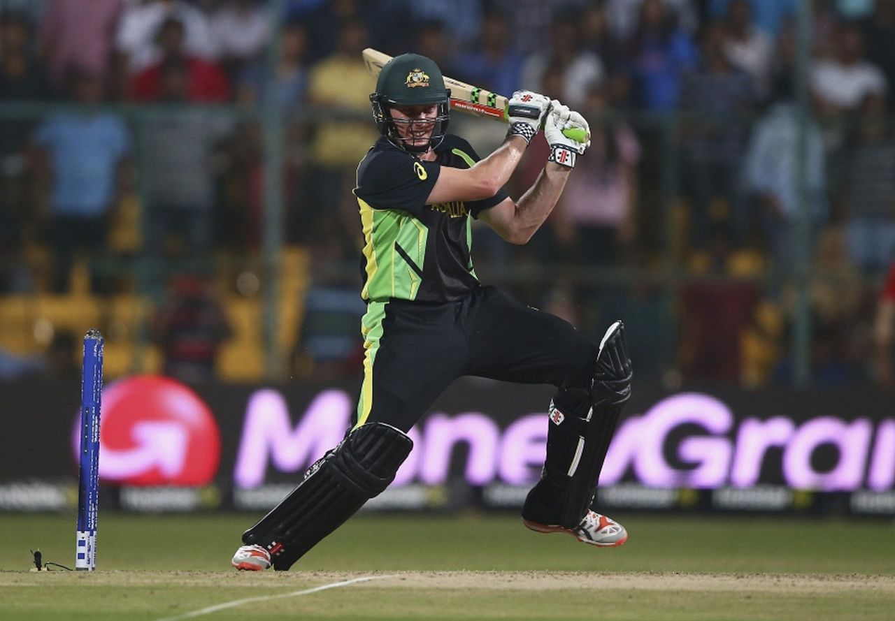 James Faulkner hit the winning runs for Australia, Australia v Bangladesh, World T20, Group 2, Bangalore, March 21, 2016