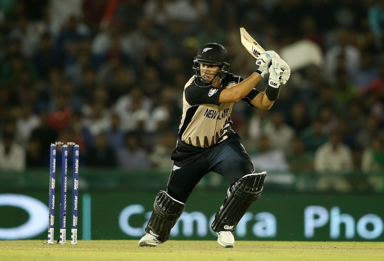 Ross Taylor drives through the off side, New Zealand v Pakistan, World T20 2016, Group 2, Mohali, March 22, 2016
