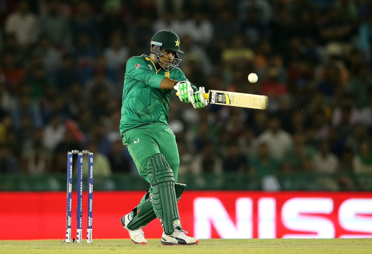 Sharjeel Khan plays a pull shot, New Zealand v Pakistan, World T20 2016, Group 2, Mohali, March 22, 2016
