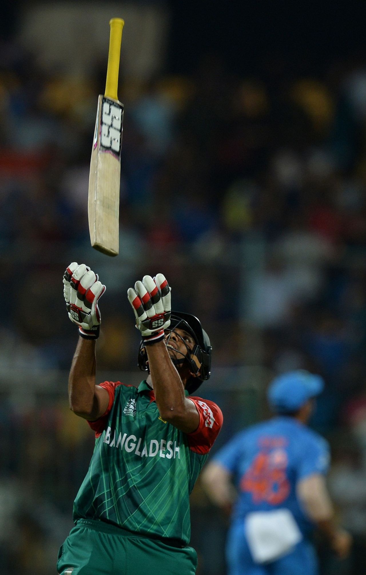Mahmudullah throws his bat up in frustration after being dismissed, India v Bangladesh, World T20 2016, Group 2, Bangalore, March 23, 2016