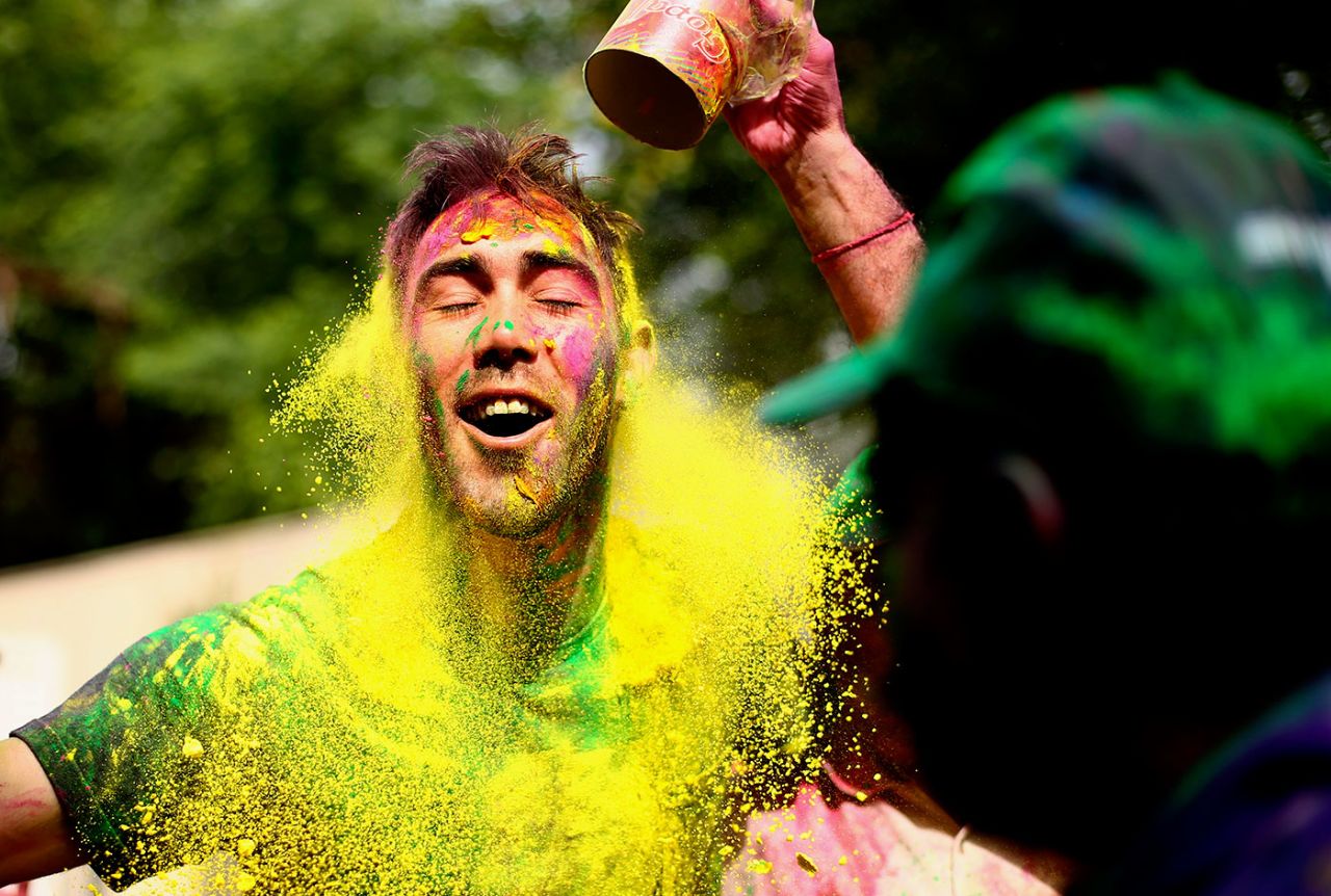 Glenn Maxwell soaks in the colours of Holi, Chandigarh, March 24, 2016