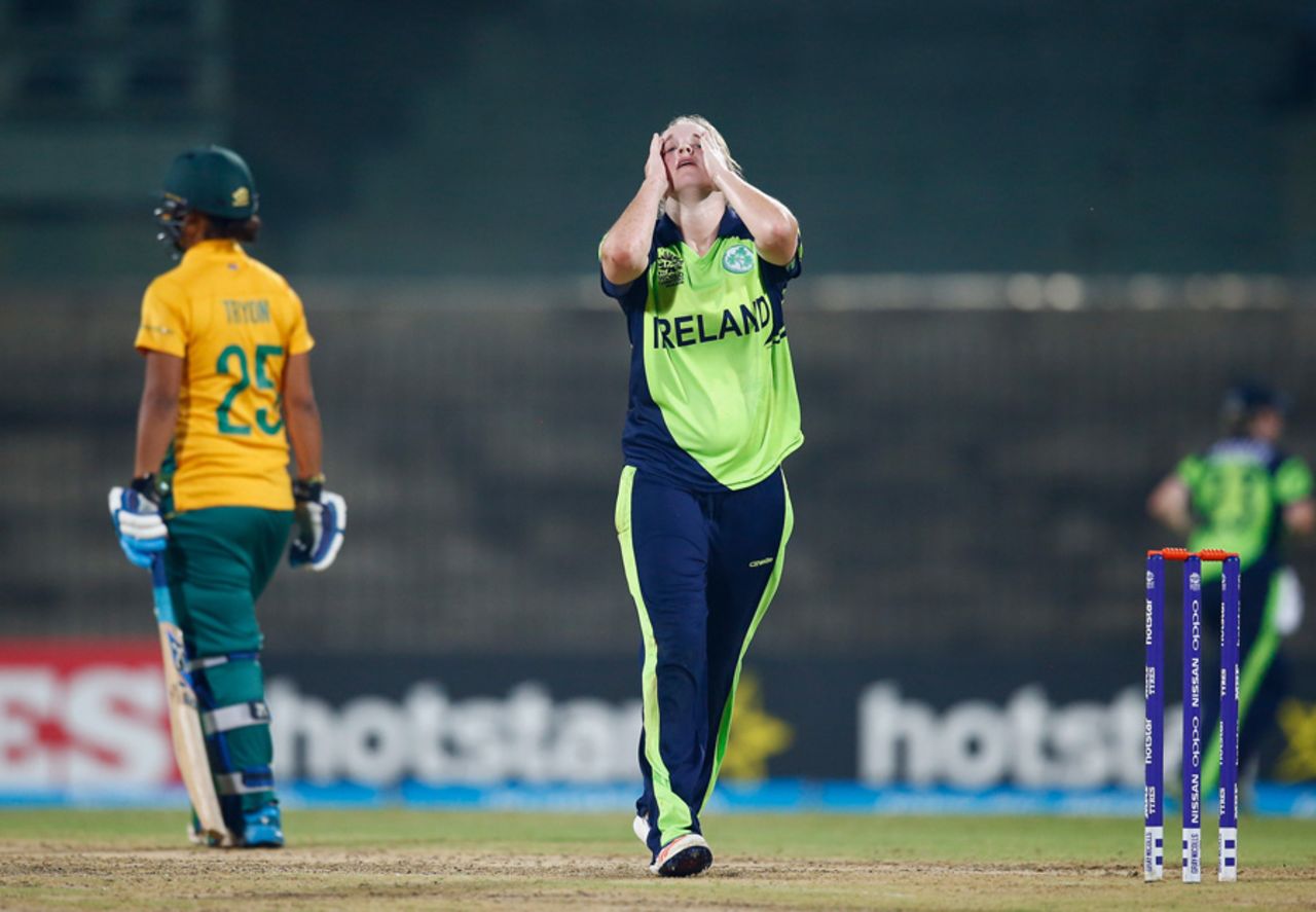 Kim Garth is a picture of frustration, Ireland v South Africa, Women's World T20 2016, Group A, Chennai, March 23, 2016