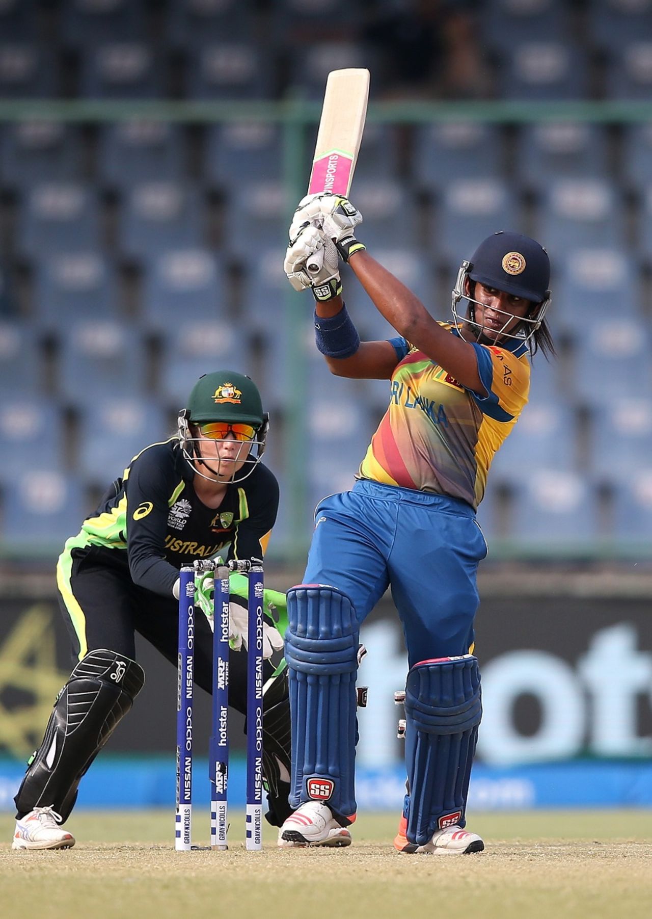 Sri Lanka captain Chamari Atapattu hits through the on side, Australia v Sri Lanka, Women's World T20 2016, Group A, Delhi, March 24, 2016