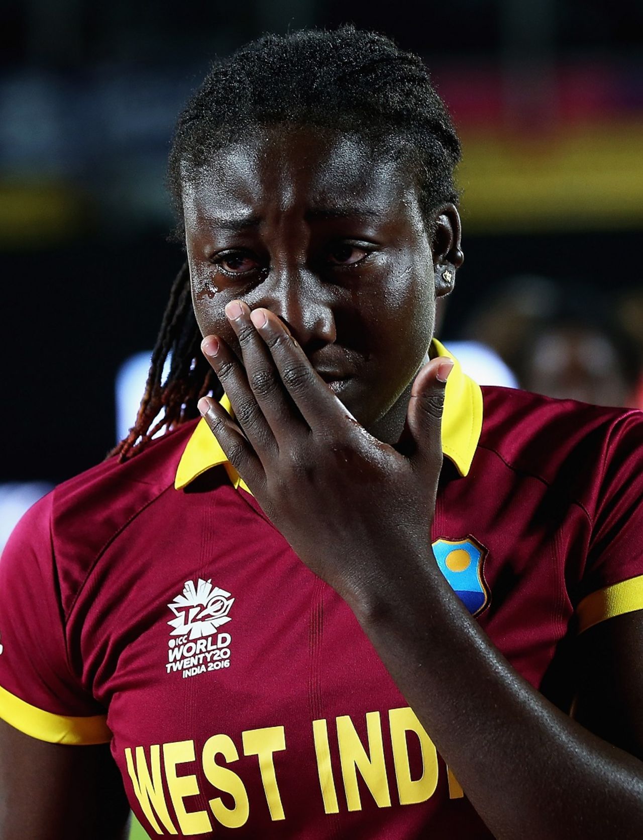 A teary-eyed Stafanie Taylor after West Indies fell short off the last ball, England v West Indies, Women's World T20, Group B, March 24, 2016