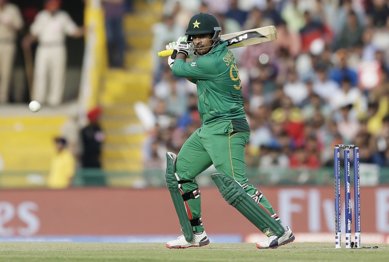 Sharjeel Khan plays a cut, Australia v Pakistan, World T20 2016, Group 2, Mohali, March 25, 2016