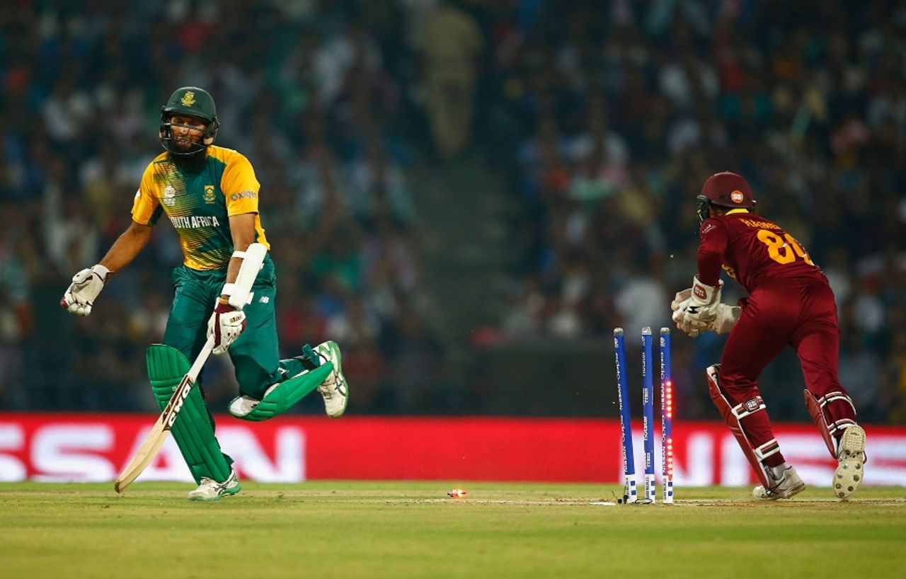 Hashim Amla was run out in the first over, South Africa v West Indies, World T20 2016, Group 1, Nagpur, March 25, 2016