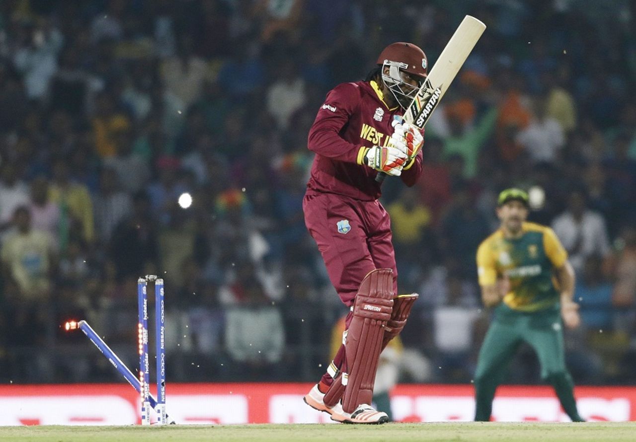 Chris Gayle was bowled in the first over, South Africa v West Indies, World T20 2016, Group 1, Nagpur, March 25, 2016