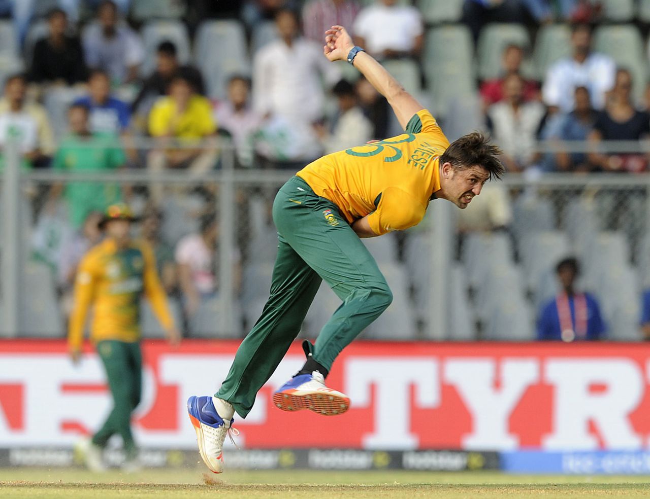 David Wiese bowls, Afghanistan v South Africa, World T20 2016, Group 1, Mumbai, March 20,2016