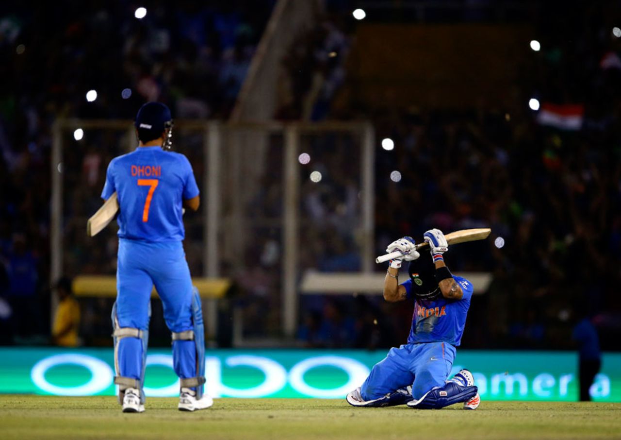 Virat Kohli takes a moment to let the victory sink in, Australia v India, World T20 2016, Group 2, Mohali, March 27, 2016