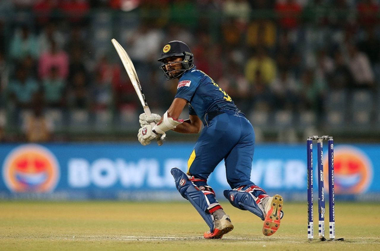 Dinesh Chandimal plays one into the leg side, South Africa v Sri Lanka, World T20 2016, Group 1, Delhi, March 28, 2016