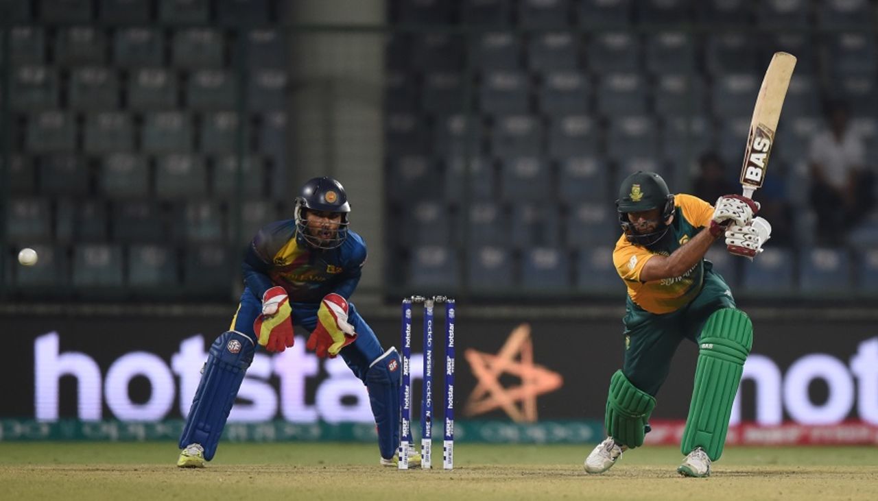 Hashim Amla drives through the off side, South Africa v Sri Lanka, World T20 2016, Group 1, Delhi, March 28, 2016