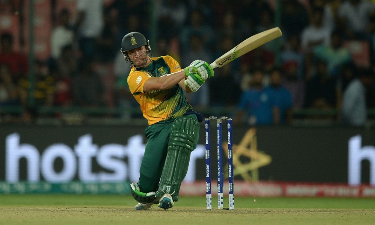 AB de Villiers plays the ball into the leg side, South Africa v Sri Lanka, World T20 2016, Group 1, Delhi, March 28, 2016