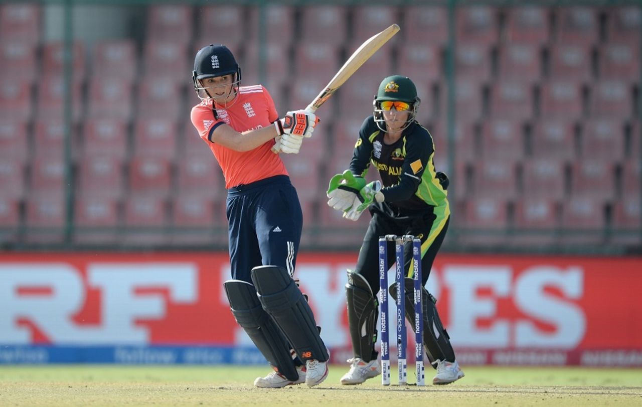 Charlotte Edwards eyes the leg side, Australia v England, Women's World T20 2016, 1st semi-final, Delhi, March 30, 2016