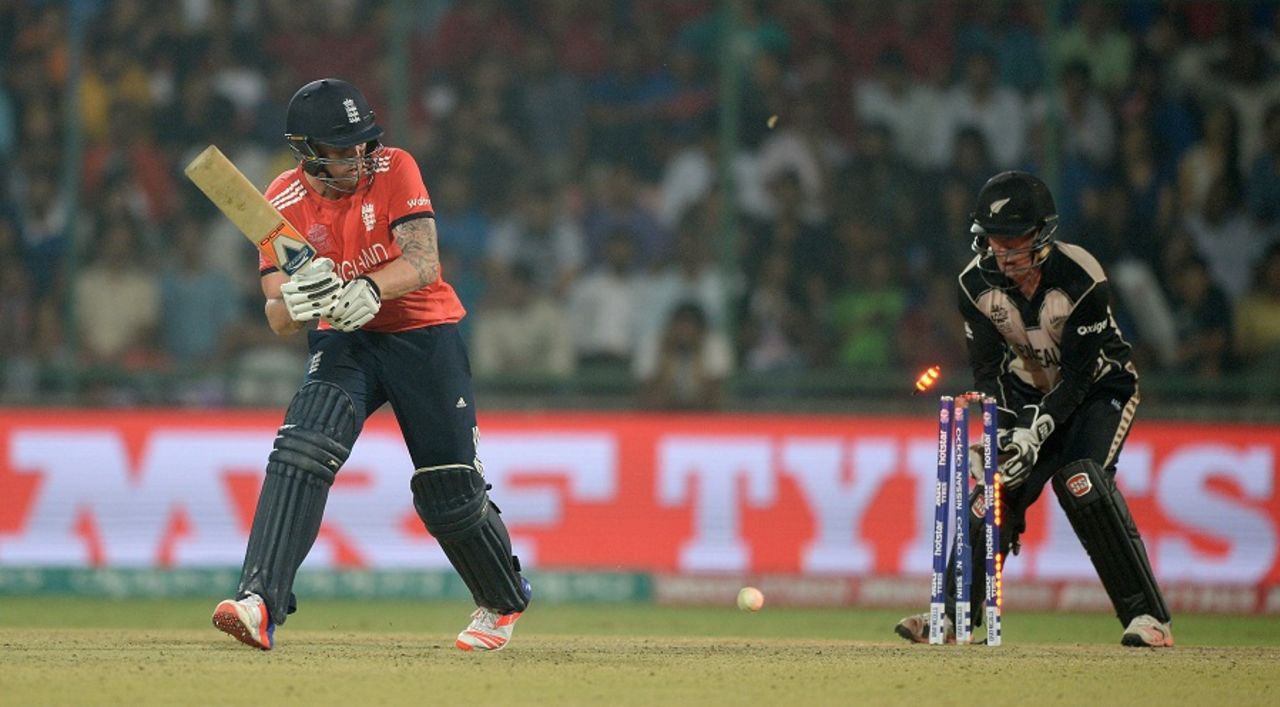 Jason Roy was bowled for 78, England v New Zealand, World T20 2016, semi-final, Delhi, March 30, 2016