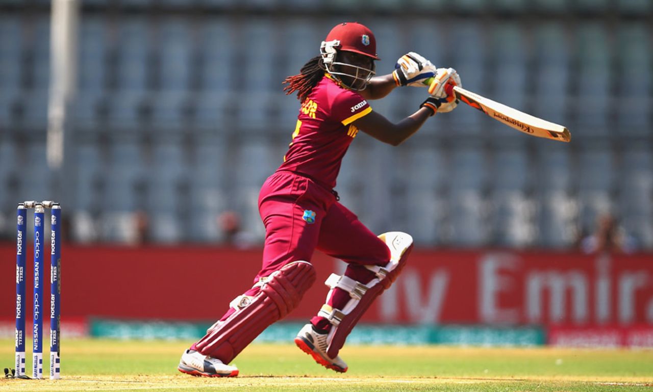 Stafanie Taylor plays through the off side, New Zealand v West Indies, Women's World T20, semi-final, Mumbai, March 31, 2016