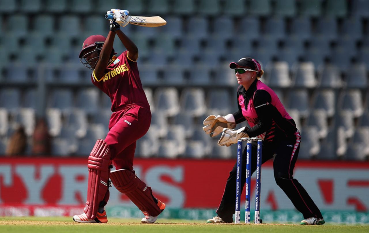 Britney Cooper plays powerfully down the ground, New Zealand v West Indies, Women's World T20, semi-final, Mumbai, March 31, 2016