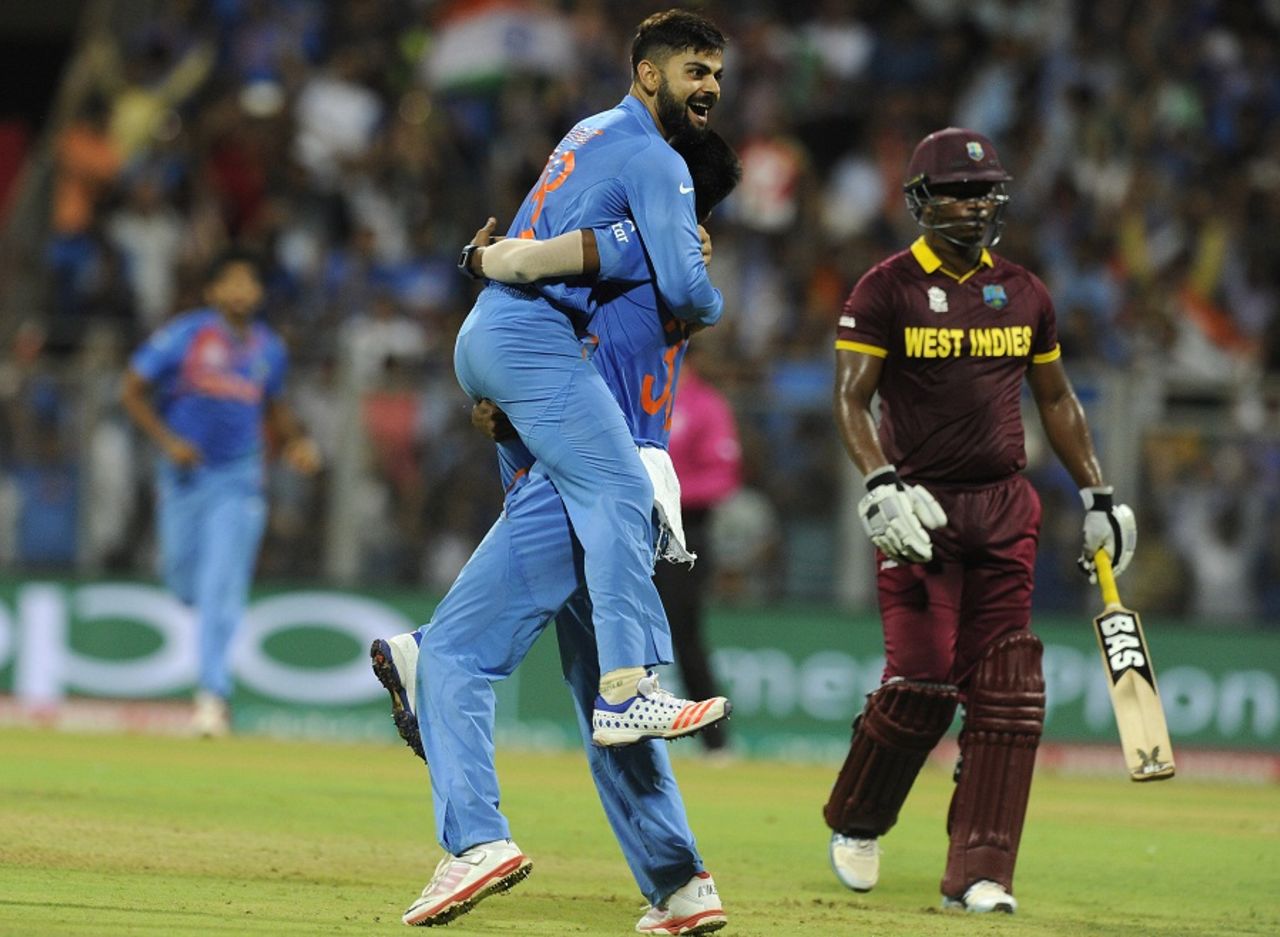 Virat Kohli removed Johnson Charles off his first ball, India v West Indies, World T20 2016, semi-final, Mumbai, March 31, 2016