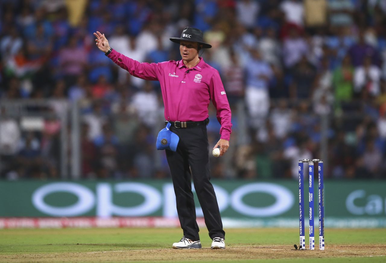 Umpire Richard Kettleborough signals a no-ball, India v West Indies, World T20 2016, semi-final, Mumbai, March 31, 2016