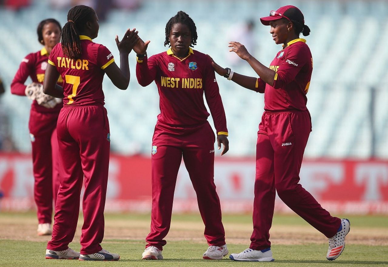 Deandra Dottin celebrates Elyse Villani's wicket with her team-mates, Australia v West Indies, Women's World T20, final, Kolkata, April 3, 2016
