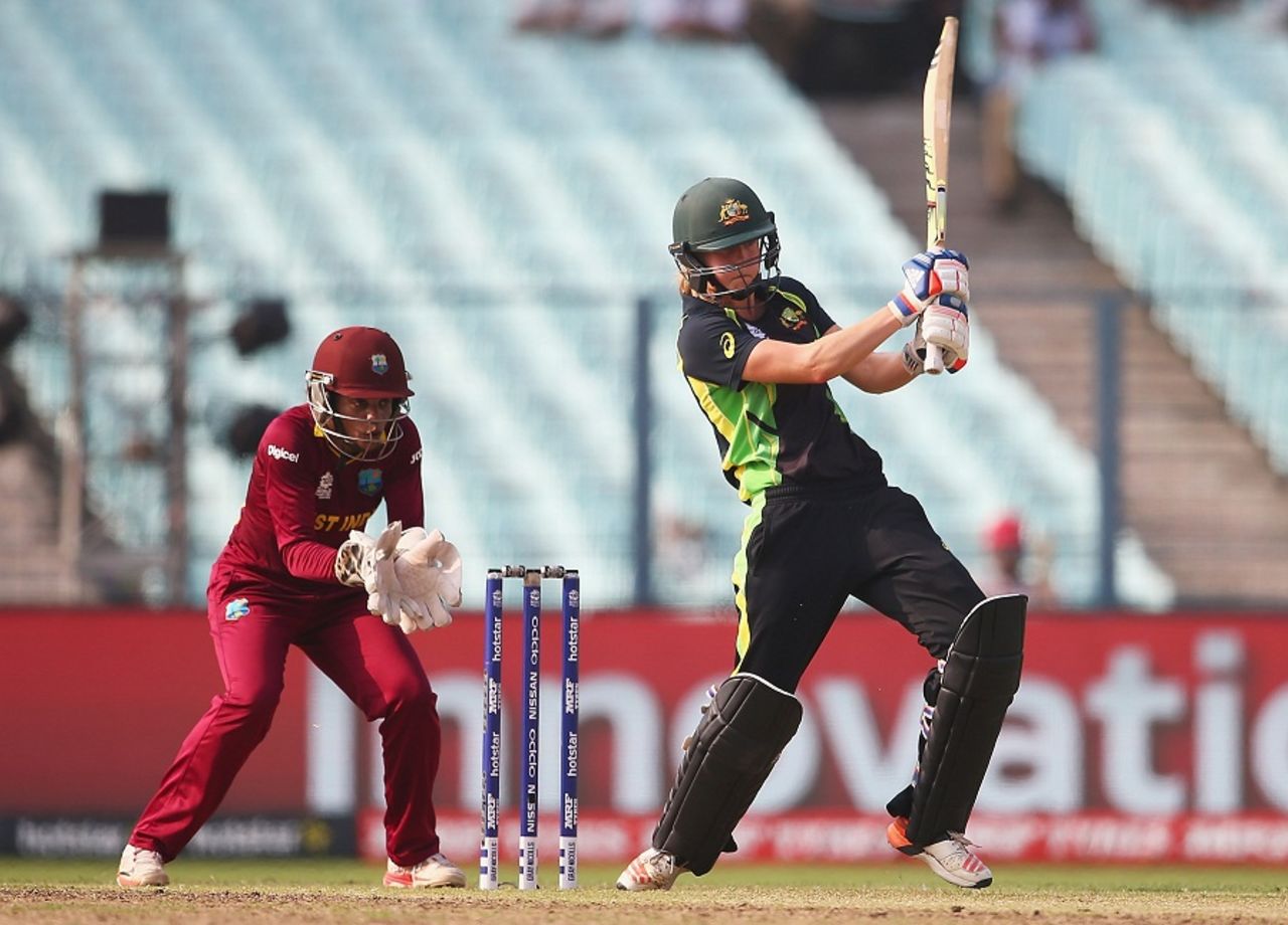Ellyse Perry drives off the back foot, Australia v West Indies, Women's World T20, final, Kolkata, April 3, 2016