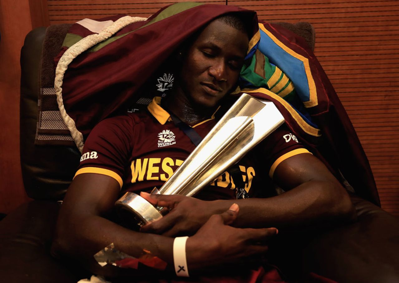 Darren Sammy just might have had the greatest sleep of his life, England v West Indies, World T20, final, Kolkata, April 3, 2016 