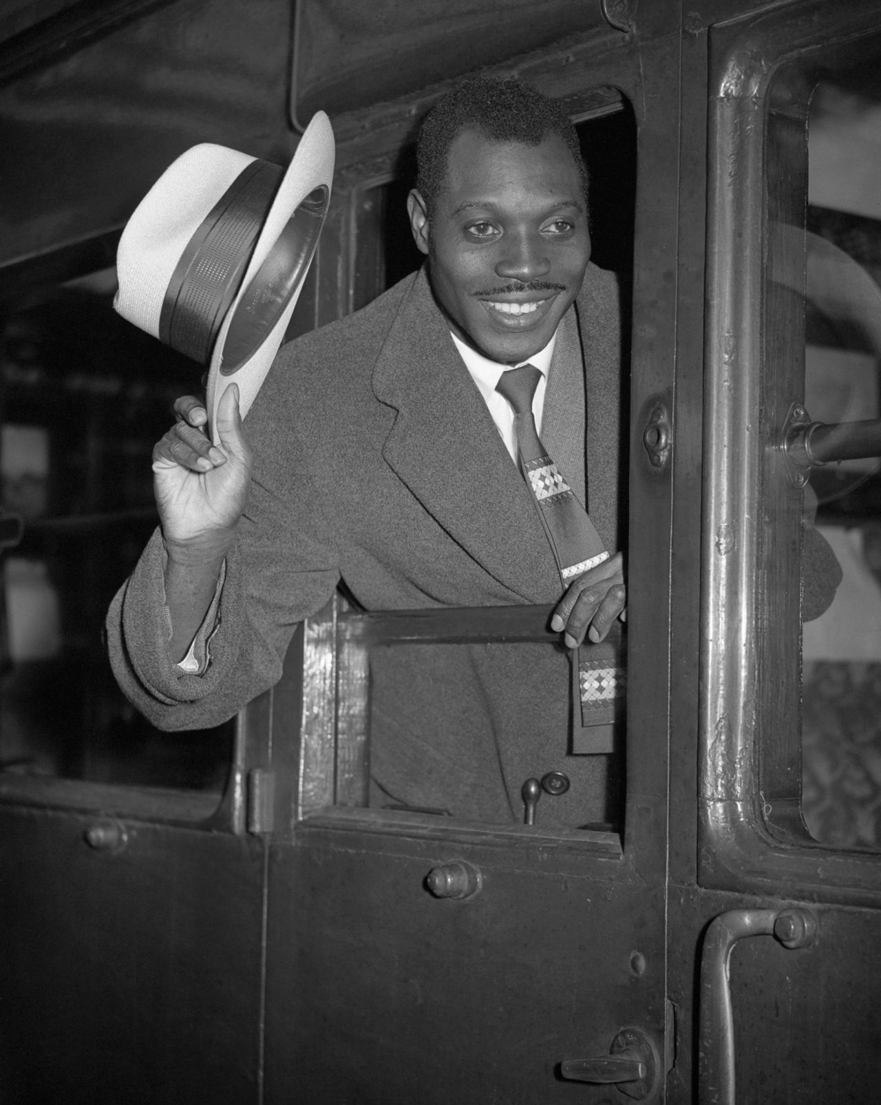 Lord Kitchener returns to London from his tour of the USA, July 18, 1957