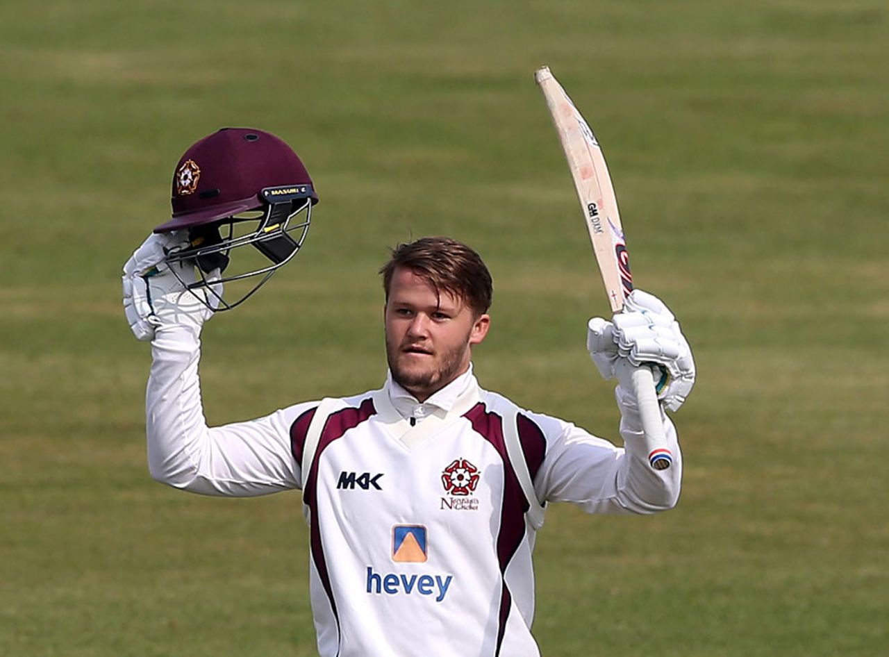 Ben Duckett scored the first double century of the season, Northamptonshire v Sussex, Specsavers County Championship, Division Two, Wantage Road, 2nd day, April 11, 2016