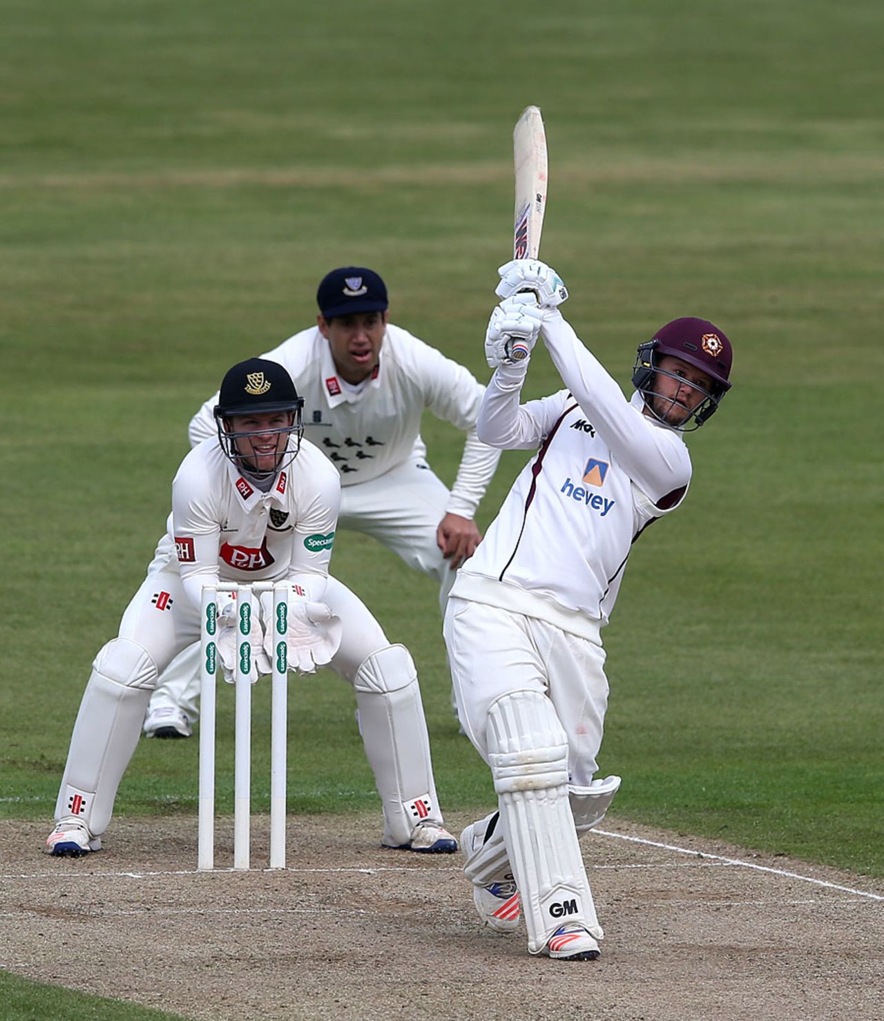 Ben Duckett lofts down the ground, Northamptonshire v Sussex, County Championship, Division Two, Wantage Road, 2nd day, April 11, 2016