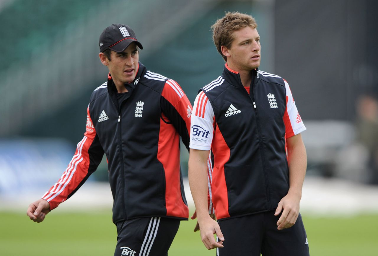 Craig Kieswetter and Jos Buttler during a nets session ahead of the T20I, England v India, Old Trafford, August 30, 2011